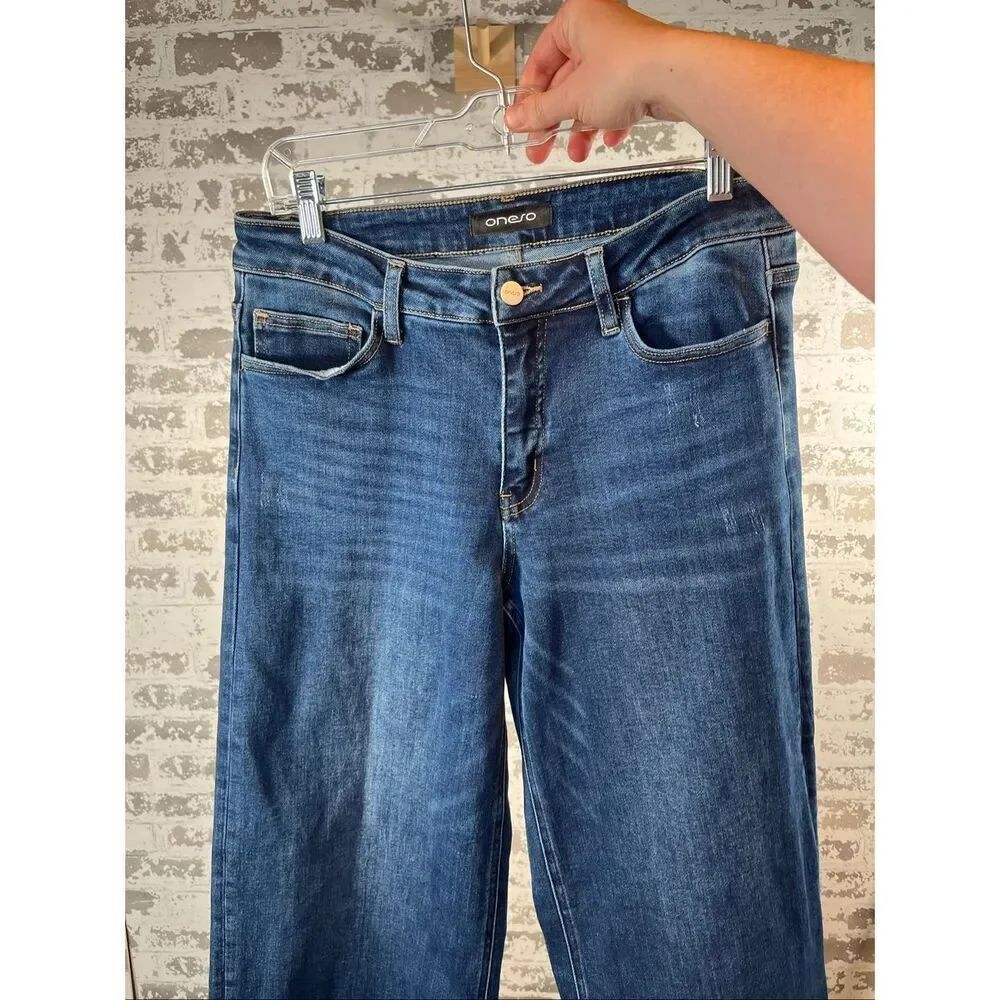 Oneso | women dark wash denim wide leg jeans